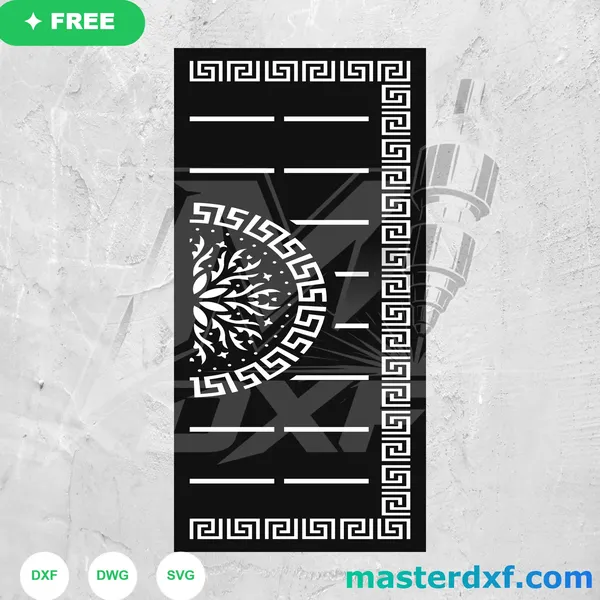 Tree of Life Greek Border Address Plaque Free DXF DXF File